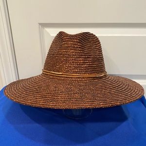 Gigi Pip Brown Isla Straw Fedora, size 59.